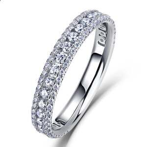Sizes 5-9 0.96CTW Moissanite Triple-Row Half Eternity Ring S925-Read Description